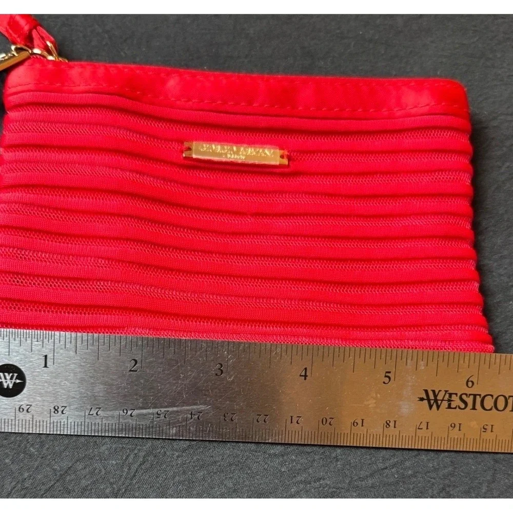 Giorgio Armani Beauty Red Wristlet Pouch Small Makeup Cosmetic Bag Gold Logo GA